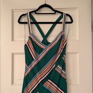 Striped Green Sleeveless Dress